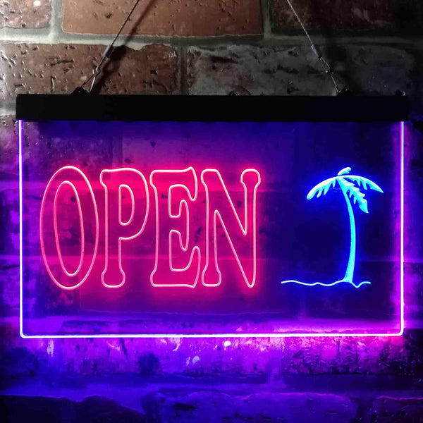ADVPRO Open Palm Tree Island Illuminated Dual Color LED Neon Sign st6-i0869 - Blue & Red