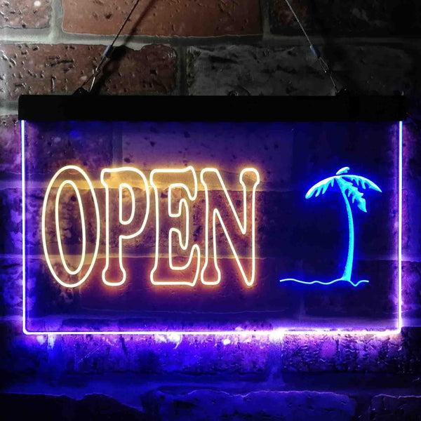 ADVPRO Open Palm Tree Island Illuminated Dual Color LED Neon Sign st6-i0869 - Blue & Yellow