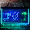 ADVPRO Open Palm Tree Island Illuminated Dual Color LED Neon Sign st6-i0869 - Green & Blue