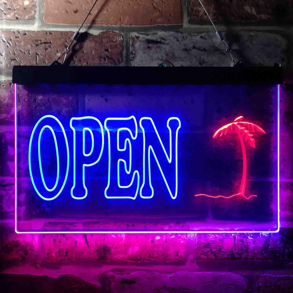 ADVPRO Open Palm Tree Island Illuminated Dual Color LED Neon Sign st6-i0869 - Red & Blue