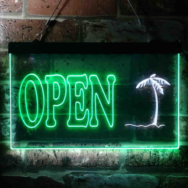 ADVPRO Open Palm Tree Island Illuminated Dual Color LED Neon Sign st6-i0869 - White & Green