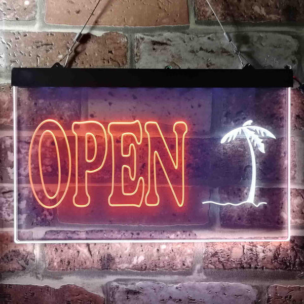 ADVPRO Open Palm Tree Island Illuminated Dual Color LED Neon Sign st6-i0869 - White & Orange