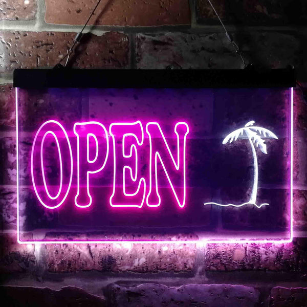 ADVPRO Open Palm Tree Island Illuminated Dual Color LED Neon Sign st6-i0869 - White & Purple