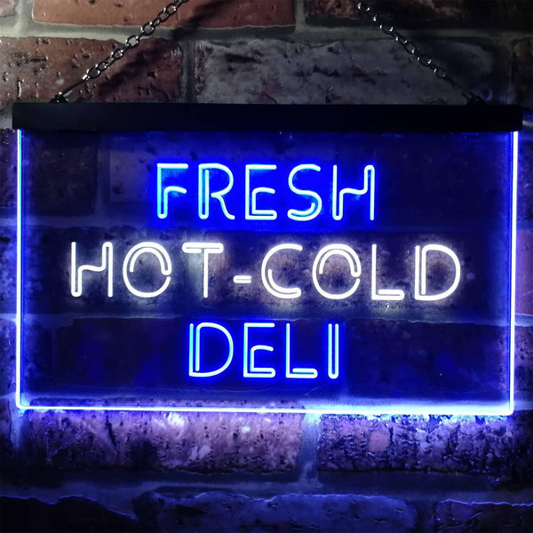 ADVPRO Fresh Hot Cold Deli Food Cafe Illuminated Dual Color LED Neon Sign st6-i0875 - White & Blue