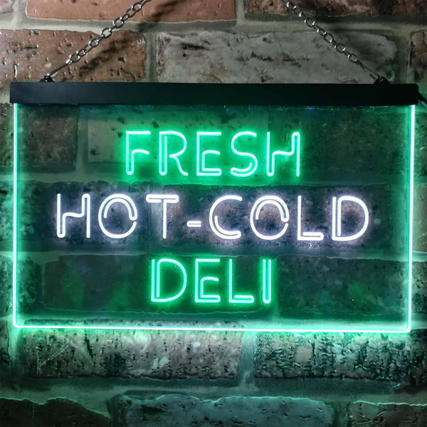 ADVPRO Fresh Hot Cold Deli Food Cafe Illuminated Dual Color LED Neon Sign st6-i0875 - White & Green