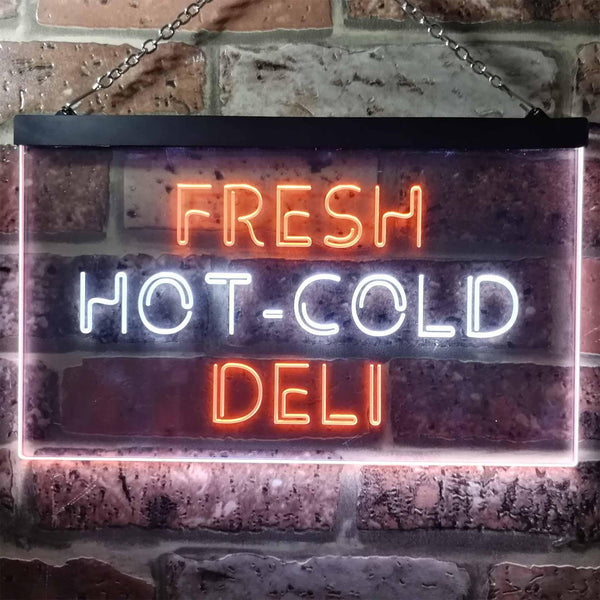 ADVPRO Fresh Hot Cold Deli Food Cafe Illuminated Dual Color LED Neon Sign st6-i0875 - White & Orange
