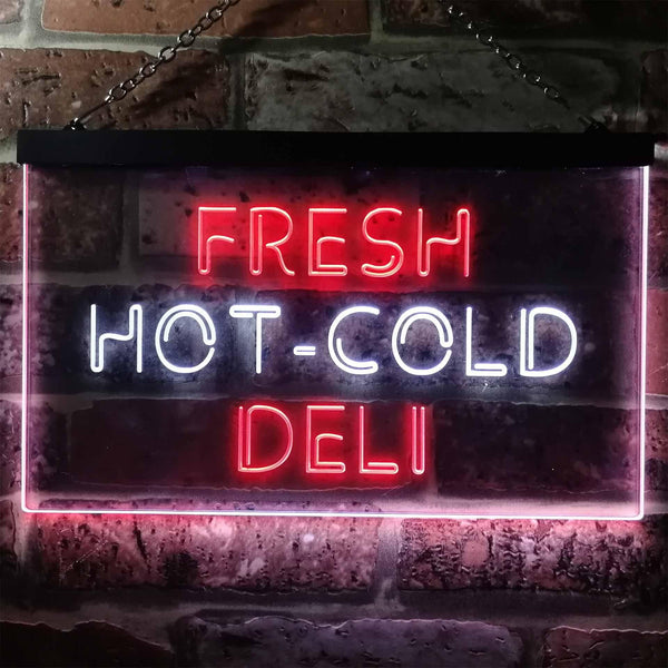 ADVPRO Fresh Hot Cold Deli Food Cafe Illuminated Dual Color LED Neon Sign st6-i0875 - White & Red