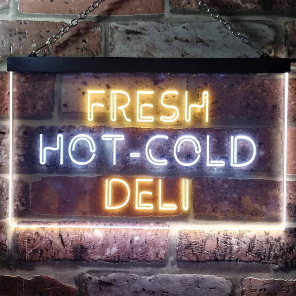 ADVPRO Fresh Hot Cold Deli Food Cafe Illuminated Dual Color LED Neon Sign st6-i0875 - White & Yellow