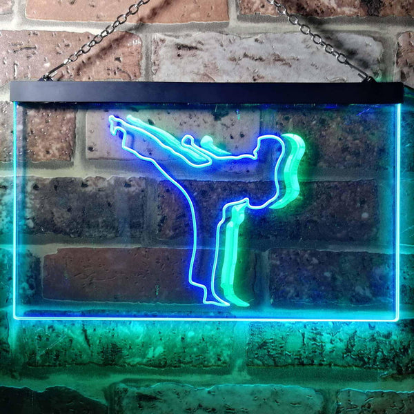 ADVPRO Karate Action Sport Game Illuminated Dual Color LED Neon Sign st6-i0906 - Green & Blue