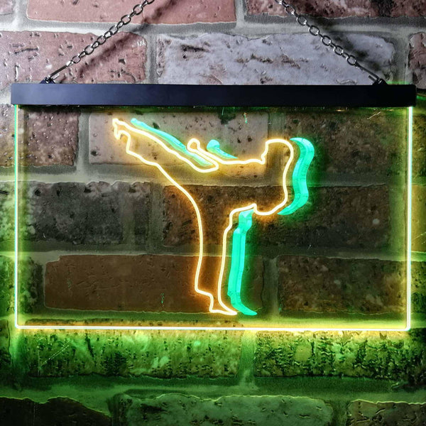 ADVPRO Karate Action Sport Game Illuminated Dual Color LED Neon Sign st6-i0906 - Green & Yellow