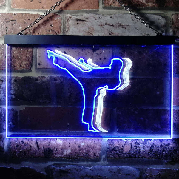 ADVPRO Karate Action Sport Game Illuminated Dual Color LED Neon Sign st6-i0906 - White & Blue