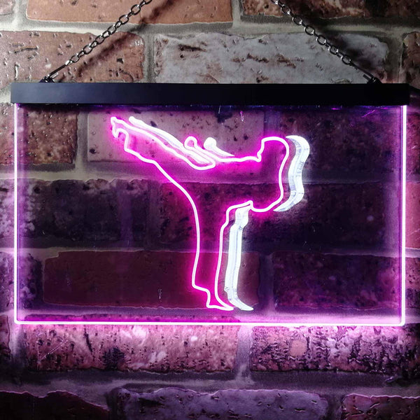 ADVPRO Karate Action Sport Game Illuminated Dual Color LED Neon Sign st6-i0906 - White & Purple