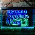 ADVPRO Ice Cold Beer On Tap Bar Club Dual Color LED Neon Sign st6-i0912 - Green & Blue