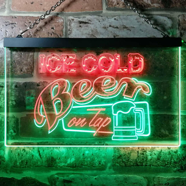 ADVPRO Ice Cold Beer On Tap Bar Club Dual Color LED Neon Sign st6-i0912 - Green & Red