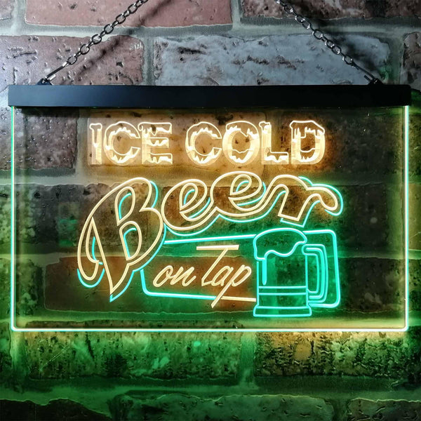 ADVPRO Ice Cold Beer On Tap Bar Club Dual Color LED Neon Sign st6-i0912 - Green & Yellow