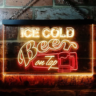 ADVPRO Ice Cold Beer On Tap Bar Club Dual Color LED Neon Sign st6-i0912 - Red & Yellow