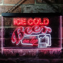 ADVPRO Ice Cold Beer On Tap Bar Club Dual Color LED Neon Sign st6-i0912 - White & Red