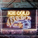 ADVPRO Ice Cold Beer On Tap Bar Club Dual Color LED Neon Sign st6-i0912 - White & Yellow