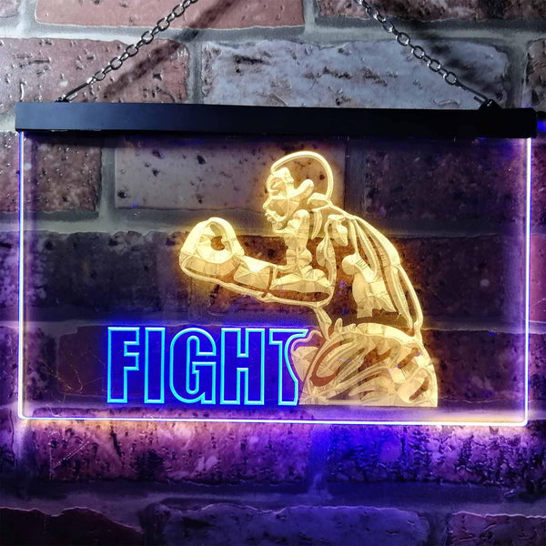 ADVPRO Fight Boxing Fitness Man Cave Dual Color LED Neon Sign st6-i0918 - Blue & Yellow