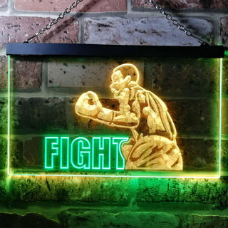ADVPRO Fight Boxing Fitness Man Cave Dual Color LED Neon Sign st6-i0918 - Green & Yellow