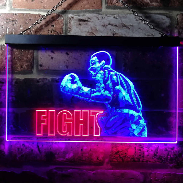 ADVPRO Fight Boxing Fitness Man Cave Dual Color LED Neon Sign st6-i0918 - Red & Blue