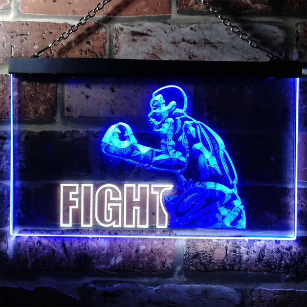 ADVPRO Fight Boxing Fitness Man Cave Dual Color LED Neon Sign st6-i0918 - White & Blue