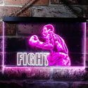 ADVPRO Fight Boxing Fitness Man Cave Dual Color LED Neon Sign st6-i0918 - White & Purple