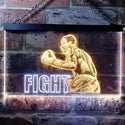 ADVPRO Fight Boxing Fitness Man Cave Dual Color LED Neon Sign st6-i0918 - White & Yellow