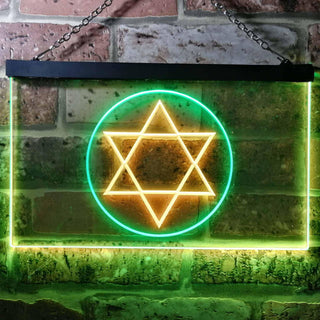 ADVPRO Star of David Bedroom Decoration Dual Color LED Neon Sign st6-i0926 - Green & Yellow
