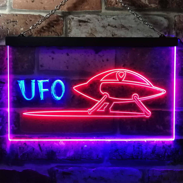 ADVPRO Space Ship Alien UFO Galaxy Kid Room Dual Color LED Neon Sign st6-i0928 - Blue & Red