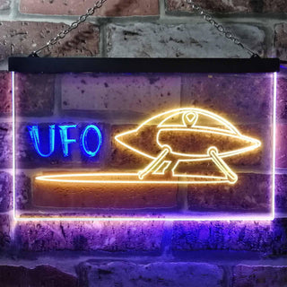 ADVPRO Space Ship Alien UFO Galaxy Kid Room Dual Color LED Neon Sign st6-i0928 - Blue & Yellow