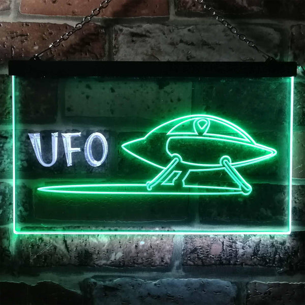 ADVPRO Space Ship Alien UFO Galaxy Kid Room Dual Color LED Neon Sign st6-i0928 - White & Green