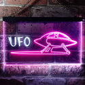 ADVPRO Space Ship Alien UFO Galaxy Kid Room Dual Color LED Neon Sign st6-i0928 - White & Purple
