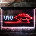 ADVPRO Space Ship Alien UFO Galaxy Kid Room Dual Color LED Neon Sign st6-i0928 - White & Red
