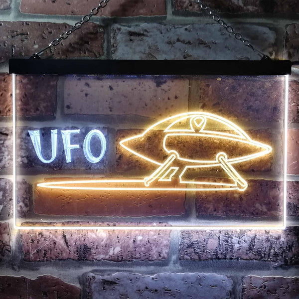 ADVPRO Space Ship Alien UFO Galaxy Kid Room Dual Color LED Neon Sign st6-i0928 - White & Yellow
