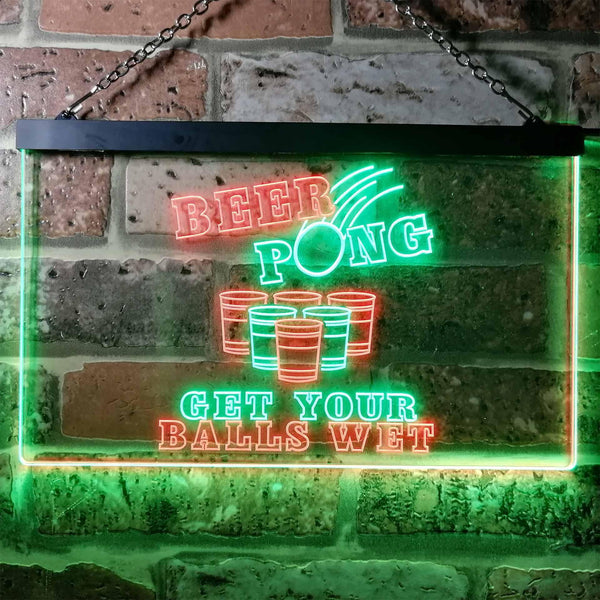 ADVPRO Beer Pong Get Your Balls Wet Bar Game Dual Color LED Neon Sign st6-i0939 - Green & Red