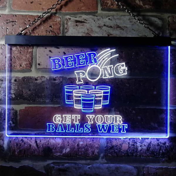 ADVPRO Beer Pong Get Your Balls Wet Bar Game Dual Color LED Neon Sign st6-i0939 - White & Blue