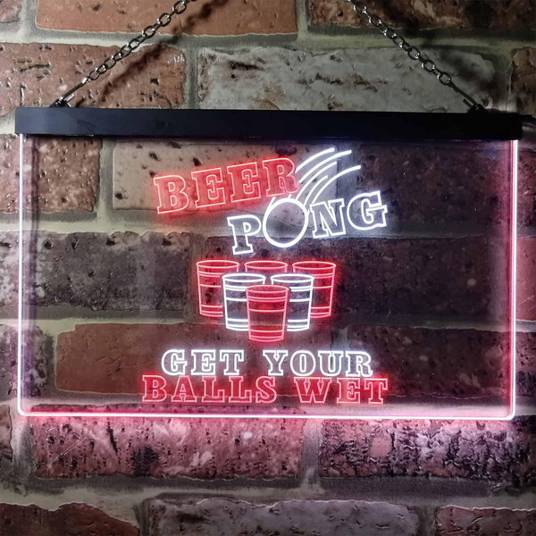 ADVPRO Beer Pong Get Your Balls Wet Bar Game Dual Color LED Neon Sign st6-i0939 - White & Red