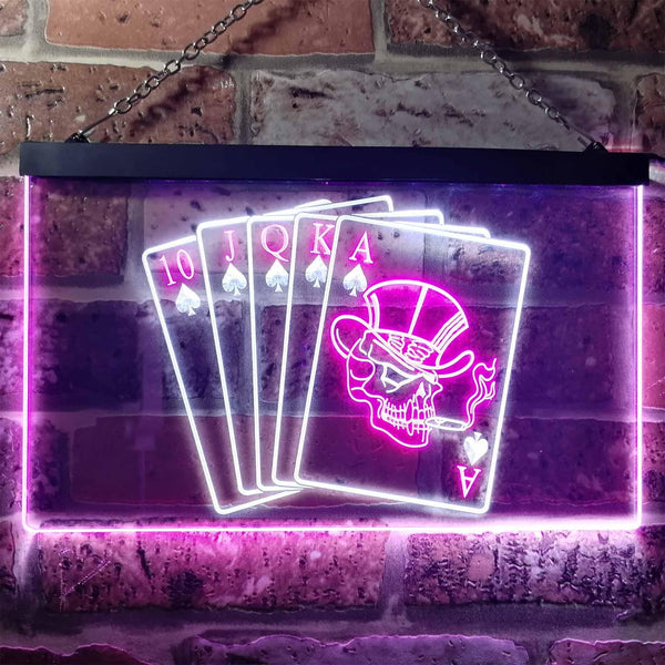 ADVPRO Royal Flush Casino Poker Game Room Dual Color LED Neon Sign st6-i0942 - White & Purple