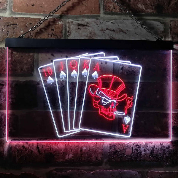 ADVPRO Royal Flush Casino Poker Game Room Dual Color LED Neon Sign st6-i0942 - White & Red