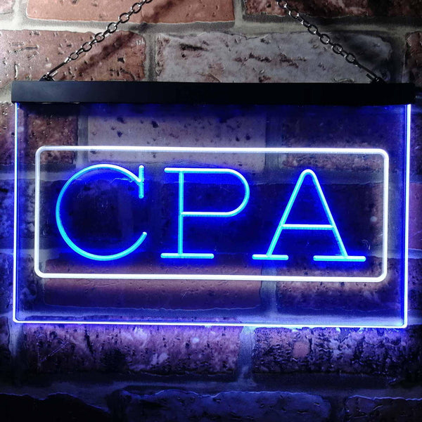 ADVPRO CPA Certified Public Accountant Services Dual Color LED Neon Sign st6-i0979 - White & Blue