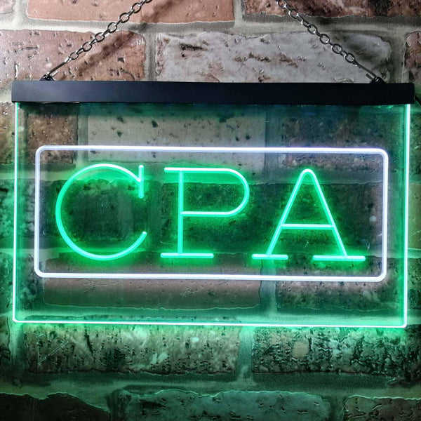 ADVPRO CPA Certified Public Accountant Services Dual Color LED Neon Sign st6-i0979 - White & Green