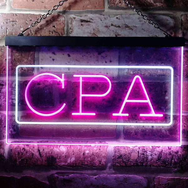ADVPRO CPA Certified Public Accountant Services Dual Color LED Neon Sign st6-i0979 - White & Purple