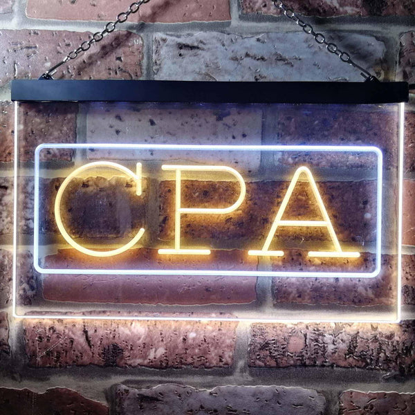 ADVPRO CPA Certified Public Accountant Services Dual Color LED Neon Sign st6-i0979 - White & Yellow