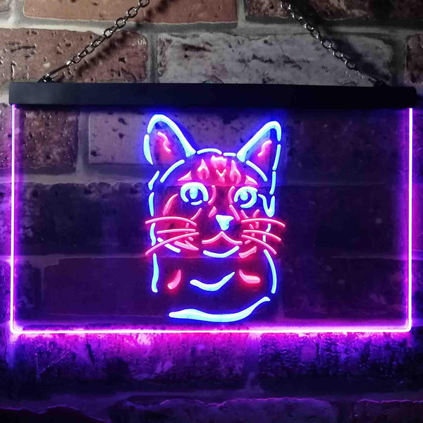 ADVPRO Bengal Cat Pet Shop Lover Bedroom Decoration Dual Color LED Neon Sign st6-i0984 - Blue & Red