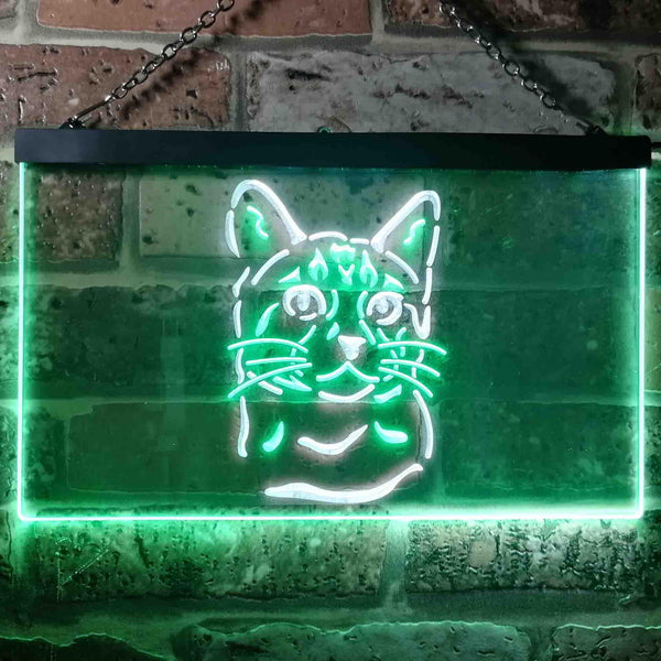 ADVPRO Bengal Cat Pet Shop Lover Bedroom Decoration Dual Color LED Neon Sign st6-i0984 - White & Green