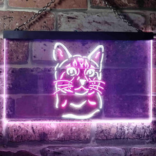 ADVPRO Bengal Cat Pet Shop Lover Bedroom Decoration Dual Color LED Neon Sign st6-i0984 - White & Purple