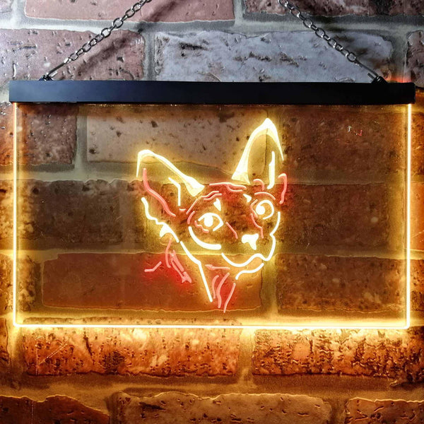 ADVPRO Sphynx Canadian Hairless Cat Bedroom Dual Color LED Neon Sign st6-i0988 - Red & Yellow