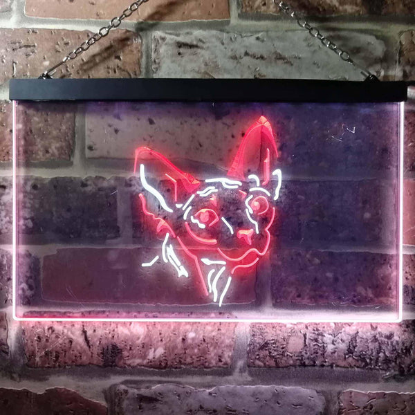 ADVPRO Sphynx Canadian Hairless Cat Bedroom Dual Color LED Neon Sign st6-i0988 - White & Red