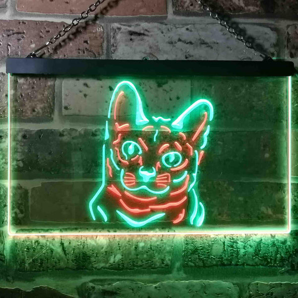 ADVPRO Korat Cat Pet Shop Bedroom Decoration Dual Color LED Neon Sign st6-i0990 - Green & Red